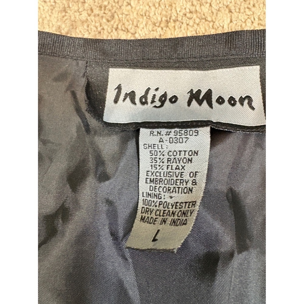 Indigo Moon Patchwork Jacket Colorful Embroidered V-Neck Button Front vintage - Picture 10 of 10